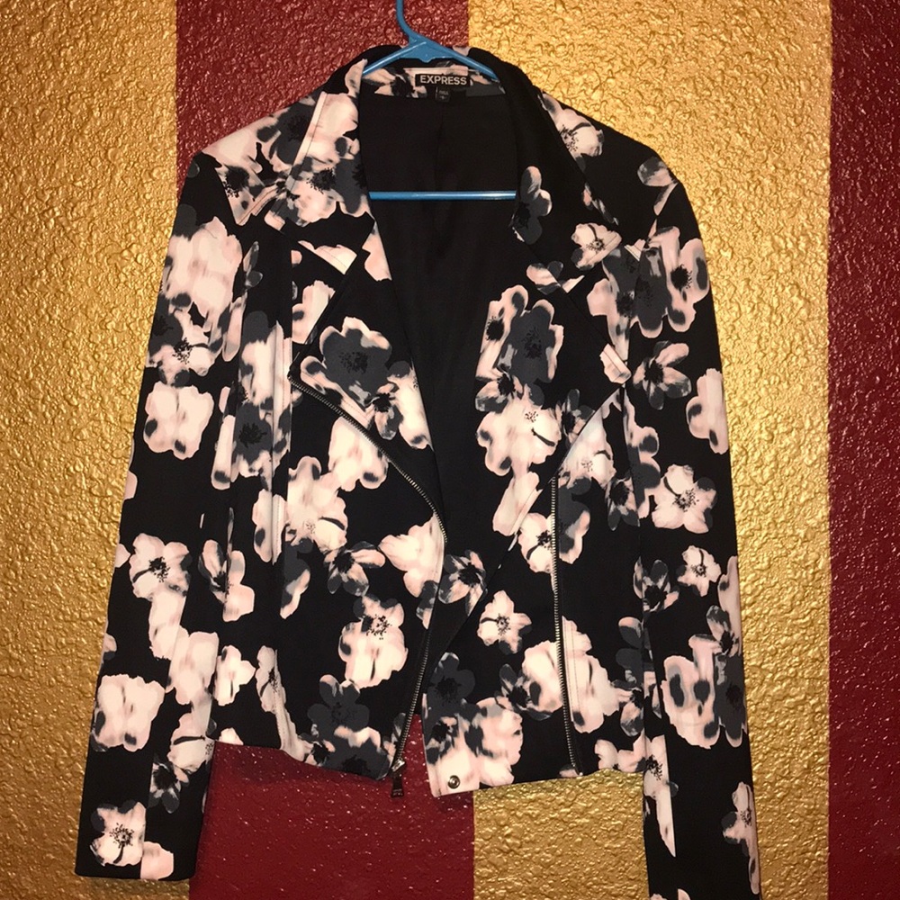 Black floral Moto jacket